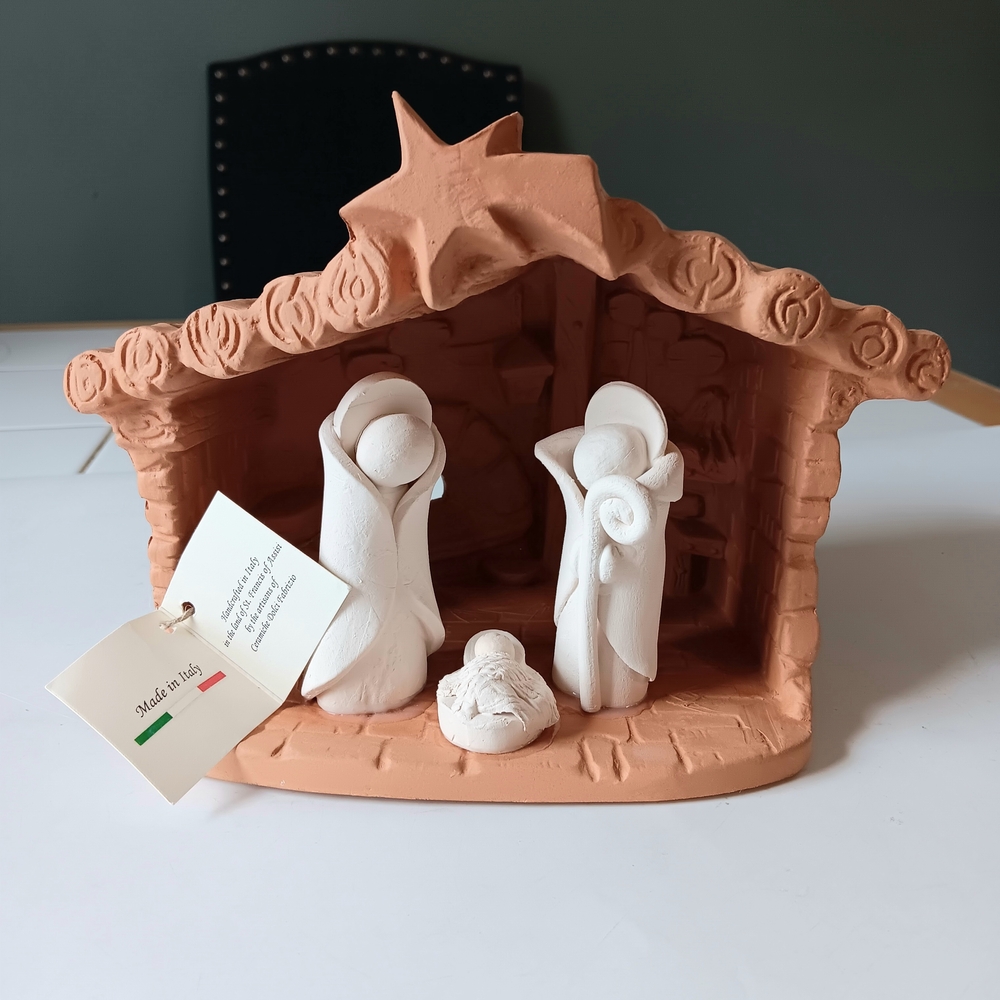 Italian Terracotta pottery Crafted Manjer/Nativity Sculpture Bethlehem Star nwt